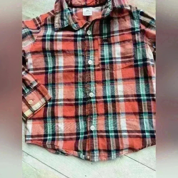 Carter's Boys Plaid Button Up Shirt Long sleeve Size 3T - Picture 3 of 4